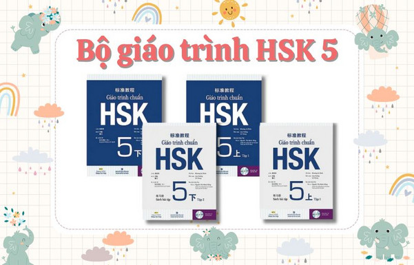 Hình ảnh bộ giáo trình HSK 5 quyển 1, quyển 2 (mặt trước)
