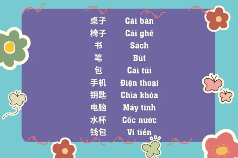 Từ vựng tiếng Trung về đồ vật hàng ngày