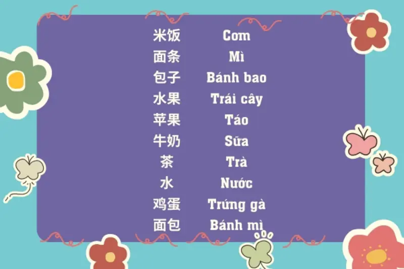 Từ vựng tiếng Trung về thức ăn