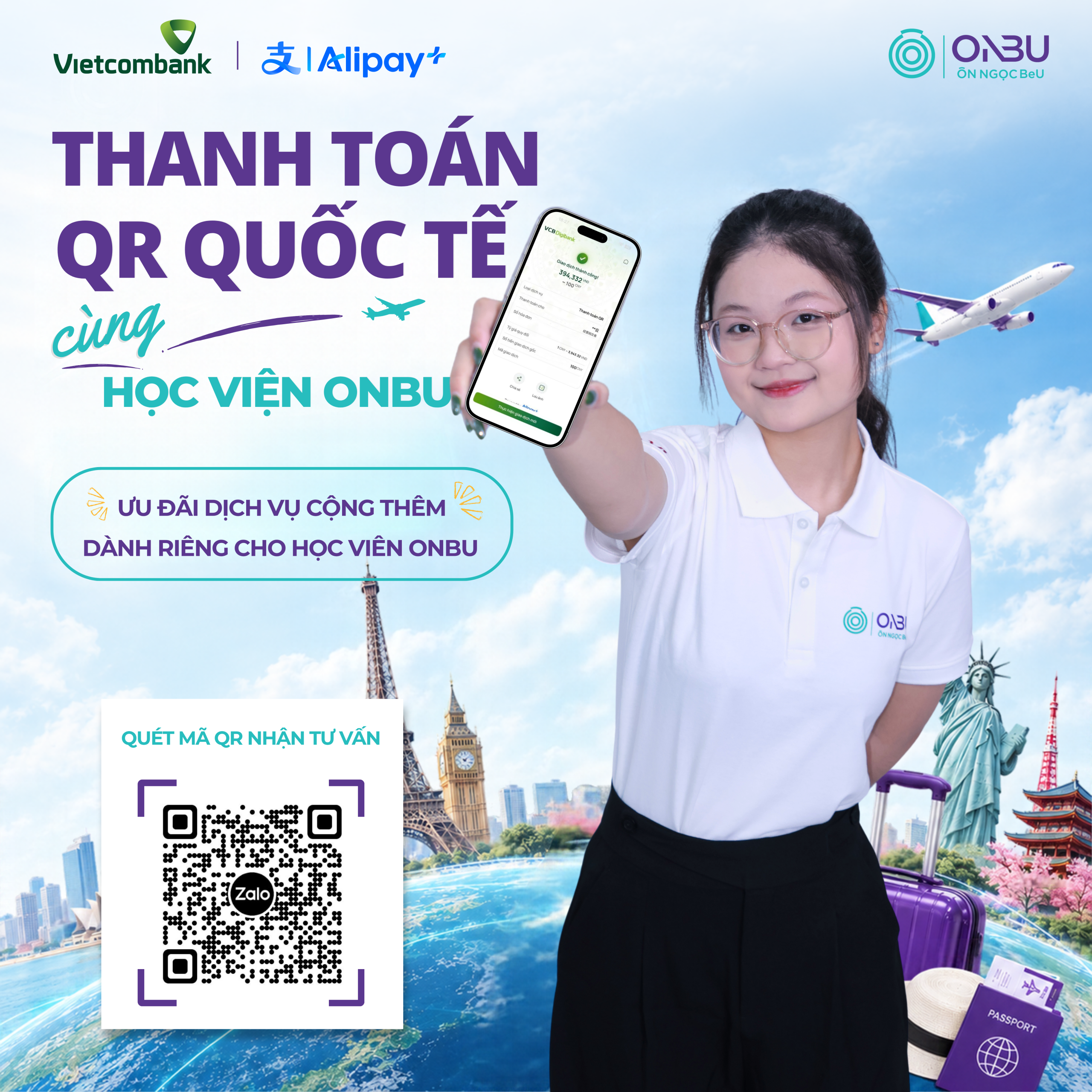 Thanh Toán Alipay Quốc Tế Cùng ONBU: Đặc Quyền Tiện Ích Dành Cho Bạn Học Tiếng Trung